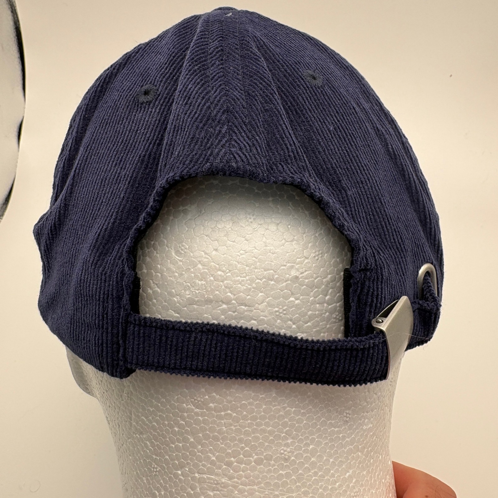 Vallon Corduroy Logo Strapback Hat Navy Blue One Size — image 5 of 6